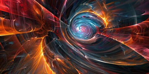Obraz premium Dynamic Abstract Background with Digital Tunnel Effect. Captivating Design with Innovative Light Speed Curves. Eye-Catching Abstract Light Streaks Conveying Energy and Motion for Tech Backgrounds. Hig