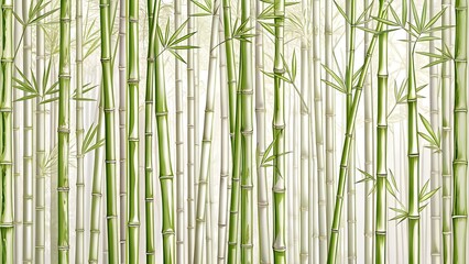 Monochromatic Line Drawing: Bamboo Forest - The Rhythm of Nature Generative AI Deep learning art