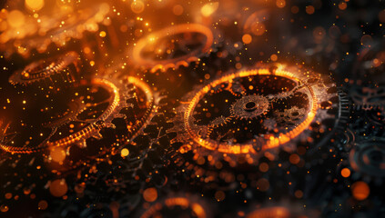 CRM Data Integration Network, interconnected gears representing different data sources and systems integrated into a unified CRM platform