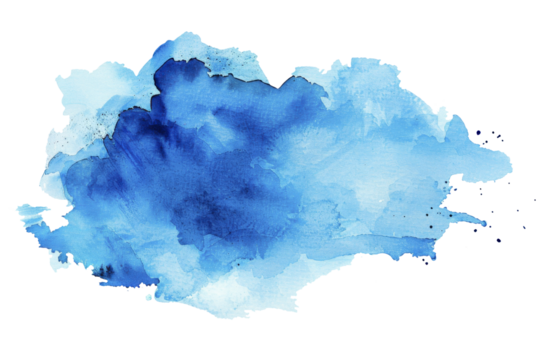 A beautiful abstract composition of blue watercolor brush strokes, creating a vivid and artistic splash effect reminiscent of ocean waves and sky.