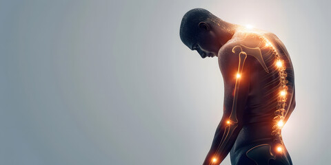 body pain part of body and bone white background