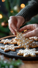 hands decorating cookies