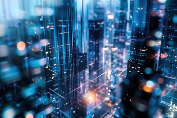 Obraz premium Abstract visualization of a futuristic cityscape. Ai generative