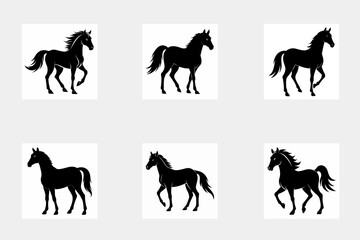 horse silhouettes set