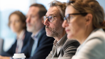 Corporate stakeholders at an international environmental conference discussing the integration of water sustainability into business models