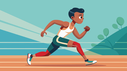 A mixed-race teenager wearing athletic clothing, running on a track with a determined expression.
