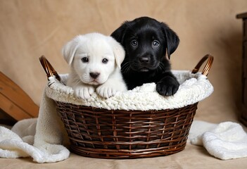 Black Labrador Puppy and White : A Picture of Cuteness