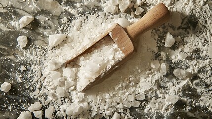 A white mallet and salt view over a background of stone
