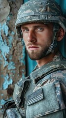 Fototapeta premium man in a military uniform posing for a picture