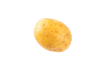 Young potatoes. Raw potatoes isolated on white background.Peel potatoes.Harvesting collection. organic, freshly dug potatoes. Agricultural background. Vegan. Vegetables.Potato slices.