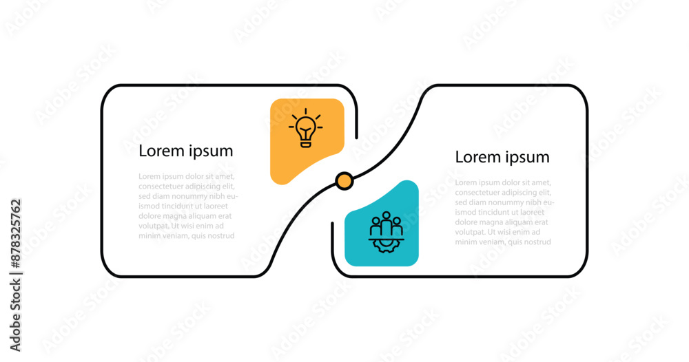 Fototapete Vector template infographic element with 2 step line connected can be used for workflow, business presentation, and web graphic design 
