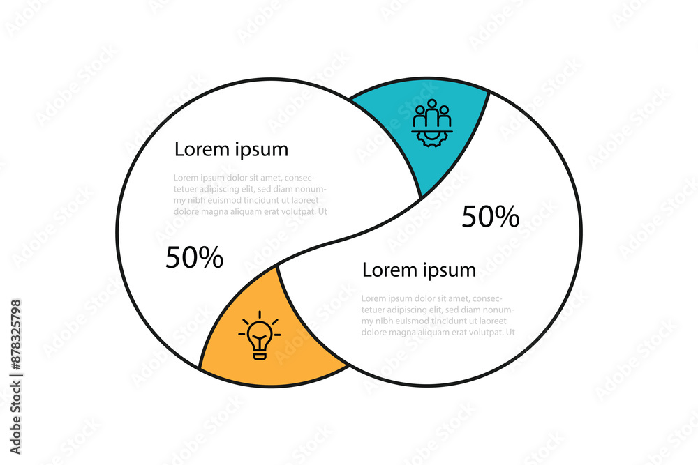 Poster Design template infographic vector with 2 step line circle connected can be used for workflow, business presentation and web graphic design 
