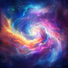Obraz premium Colorful and Ethereal Abstract Space Nebula Background, Perfect for Wallpapers and Backgrounds. Explore the Mystical Beauty of the Universe, Ideal for Bestsellers and Science Publications. High-Resolu