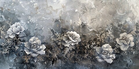 Fototapeta premium Floral Watercolor with Golden Detail