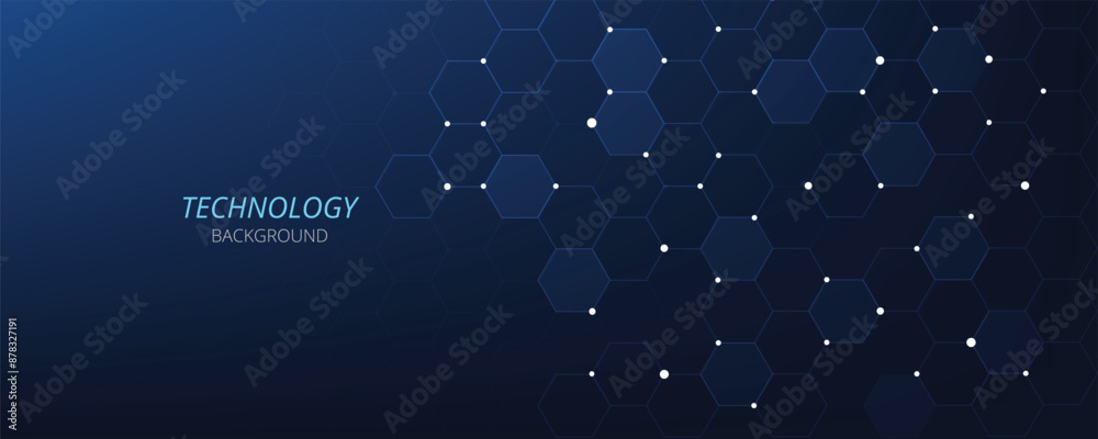 Fototapete Vector hexagon technology background. Abstract hexagons background with lines and dots. Design for science, medicine, or technology.	