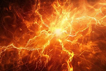Fiery electrical storm illuminates the darkness with vibrant energy