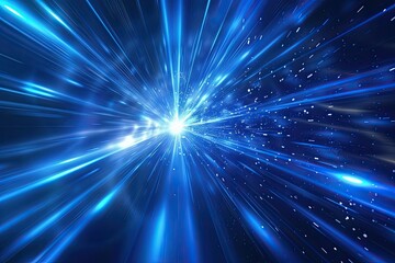 Blue and white glowing streaks of light and particles in space