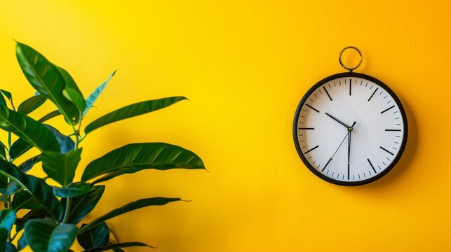 A wall clock symbolizes precise time management, emphasizing the importance of punctuality and organization. The image offers ample copy space for text overlays or additional design elements.