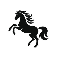 black silhouette of a horse on a white background