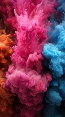 Fototapeta premium colorful dyes from the rainbow are colored in pink and blue.