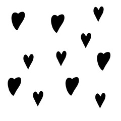 Abstract seamless heart pattern. Vector hand drawn love concept illustration. Black and white love doodle background with hearts. Wrapping paper, textile, wallpaper