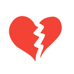 Broken heart icon. Love lost or divorce symbol. Vector.