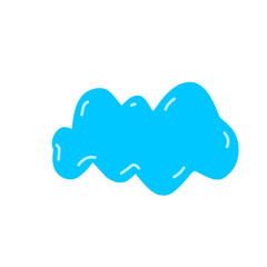 Simple hand drawn cloud collection. Abstract blue cloudy vector illustration. Sketch brush stroke speech bubble. 