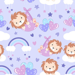 Cute baby animals seamless pattern
