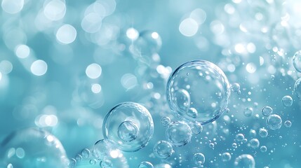 A light blue background with bubbles floating in the air, creating an atmosphere of freshness and vibrancy.