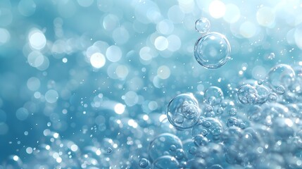 A light blue background with bubbles floating in the air, creating an atmosphere of freshness and vibrancy.