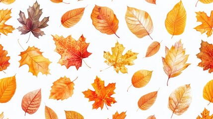 Fototapeta premium A vibrant array of autumn leaves scattered