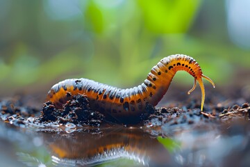 Close-Up of a Colorful Worm in a Natural Habitat