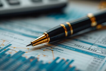 Fototapeta premium Financial Analysis with Pen and Graphs
