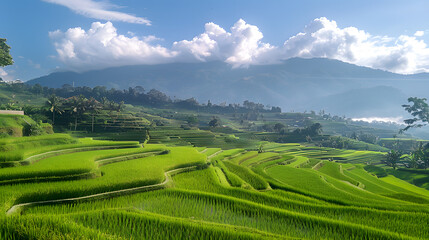 Fototapeta premium beautiful rice fields with a view