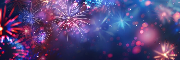 Fototapeta premium festive 4th of july background. Full with fireworks and USA flag. Independence Day (United States) 