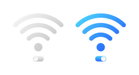 Wi-fi connection icons. Off or On icons. Flat and Silhouette style. Vector icons.