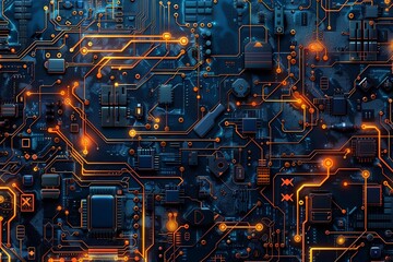 Fototapeta premium IC circuit board flow design concept.