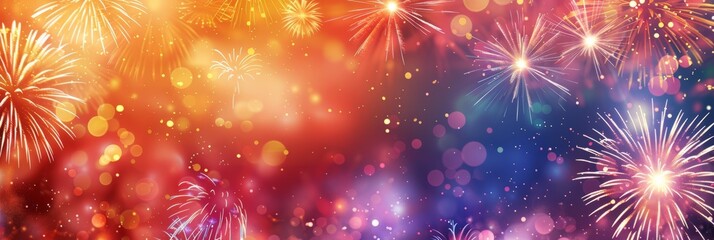 Fototapeta premium festive 4th of july background. Full with fireworks and USA flag. Independence Day (United States) 