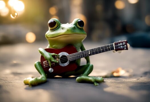 frog red orange grenouille macro environment avec animal guitare nature amazonia toad