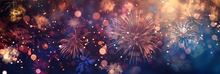 Fototapeta premium festive 4th of july background. Full with fireworks and USA flag. Independence Day (United States) 