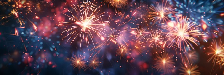 festive 4th of july background. Full with fireworks and USA flag. Independence Day (United States)
