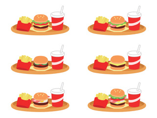 ハンバーガーセット　円形プレート