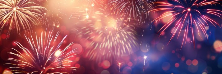 Fototapeta premium festive 4th of july background. Full with fireworks and USA flag. Independence Day (United States) 