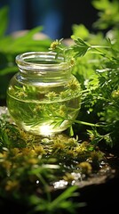 a bottle of perfume with a small amount of liquid in it.