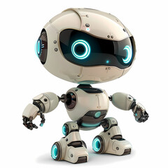 3D cute robot in white background vector image