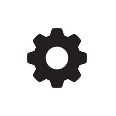 silhouette gear icon vector on white background