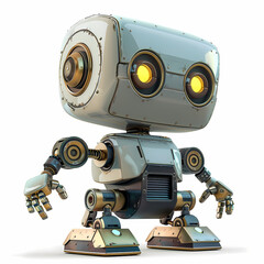 3D cute robot in white background vector image