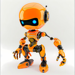 3D cute robot in white background vector image