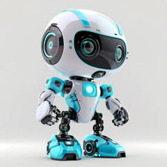 3D cute robot in white background vector image