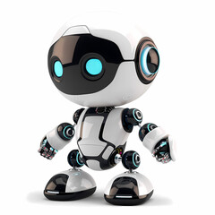 3D cute robot in white background vector image